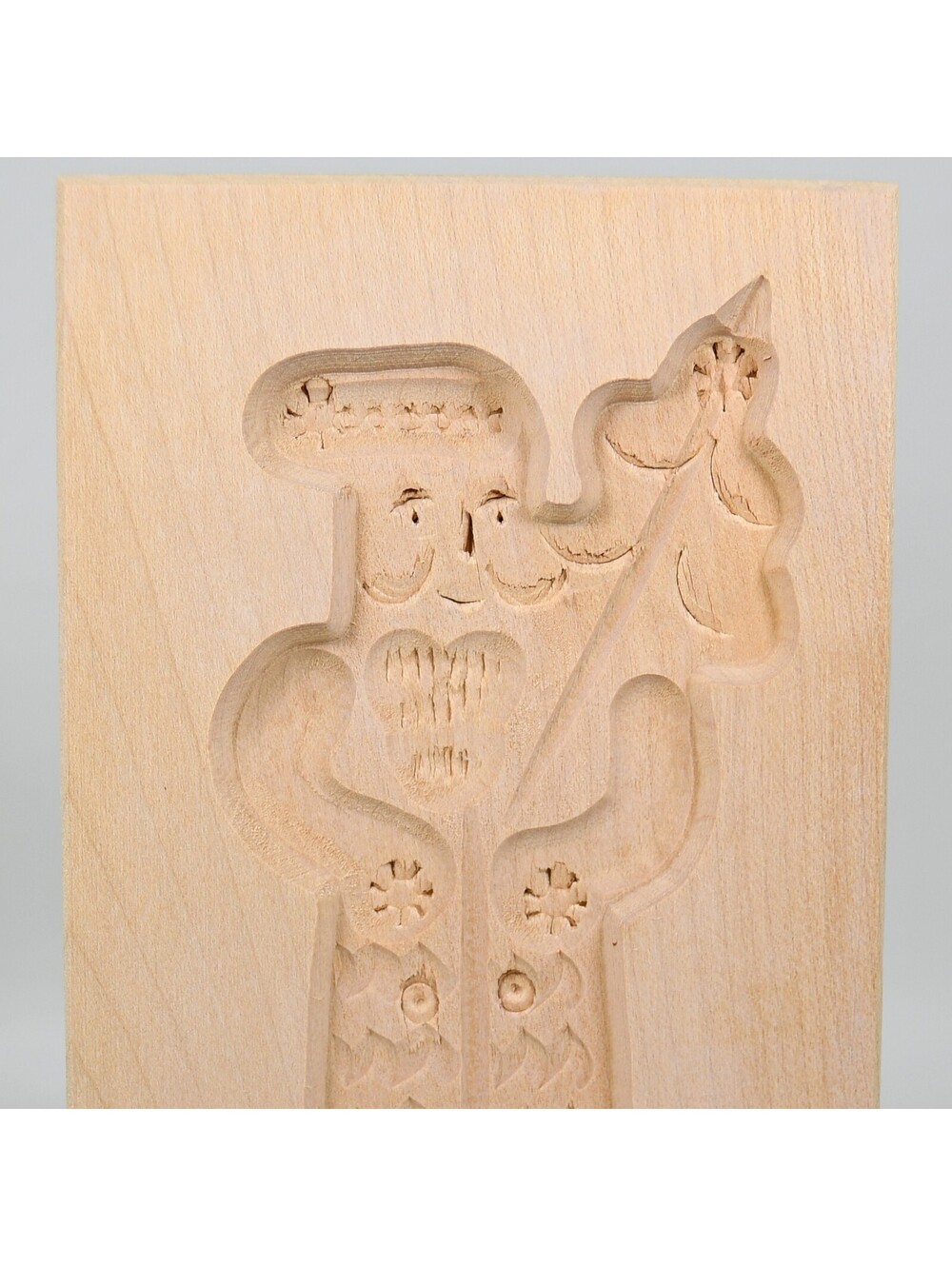Santa Springerle Mold Butter Press Cookie Mold Vintage German Wood 6" x 3.5"